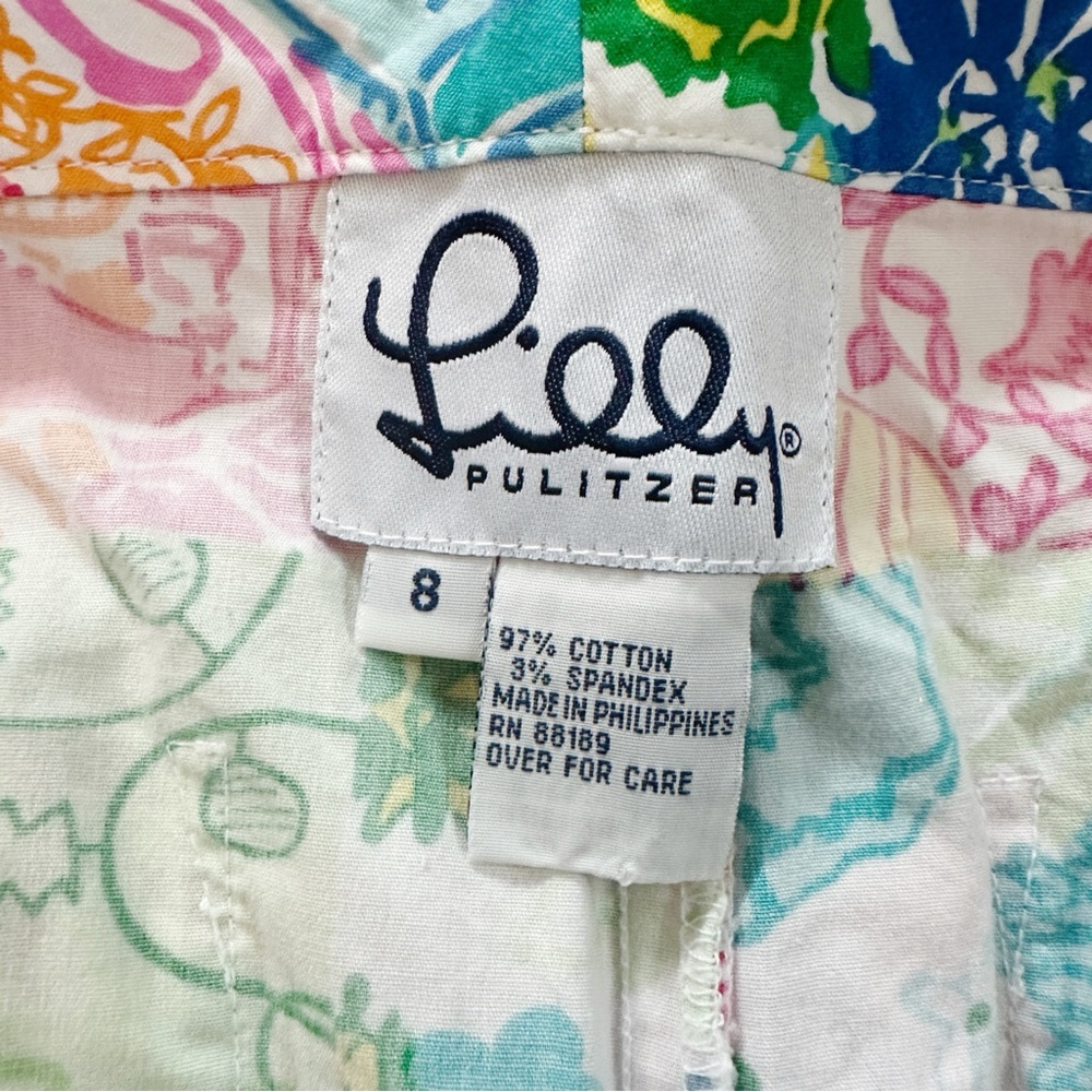 Lilly Pulitzer Colorful Patchwork Print Capri Pants - Picture 4 of 4